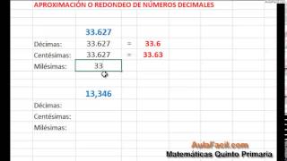 Aproximación o redondeo de números decimalesNúmeros DecimalesMatemáticas Quinto Primaria [upl. by Naraj]