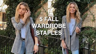 5 FALL WARDROBE STAPLES  how to style fall trends  autumn outfits [upl. by Enirtak]