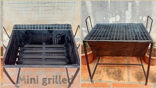 DIY mini charcoal grill Creative idea charcoal BBQ stove [upl. by Gelasias]