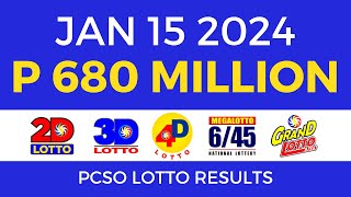 Lotto Result January 15 2024 9pm PCSO [upl. by Saiasi]