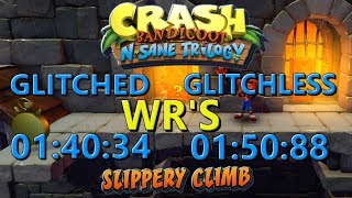 Slippery Climb 014034 Glitched  015088 Glitchless  Crash Bandicoot N Sane Trilogy [upl. by Eugen895]