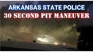 Arkansas State Police primary in pursuit amp conduct PIT MANEUVER in 30 sec  Charger full of drugs [upl. by Jaddo292]