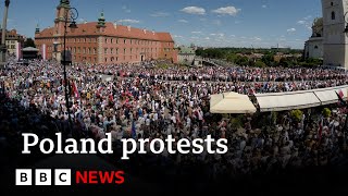 Poland Thousands protest over new law  BBC News [upl. by Uhej550]