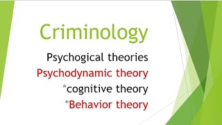 Criminology psychological theories and Psychodynamic theory  cognitive theory and Behavior theory [upl. by Jonati]