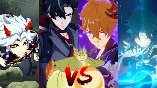 C1 Wriothesley vs C3 Childe vs C0 Xiao vs C1 Itto [upl. by Anelec]