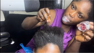 Asmr✨Vitamin E oil capsule application on my sisters scalp gum chewing and hair parting sound [upl. by Love574]