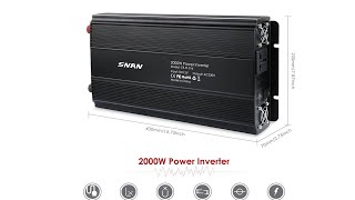 Review SNAN 2000W Spannungswandler Wechselrichter DC 12V auf AC 230V mit Universal AC Buchse [upl. by Ahsinrat195]