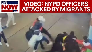 NYPD officers attacked by 5 migrant men in Times Square  LiveNOW from FOX [upl. by Assirahs687]