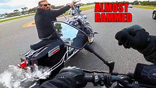 ANGRY HARLEY RIDER TRIES TO RAM BIKER  Unbelievable Motorcycle Moments Ep 539 [upl. by Notgnilliw69]