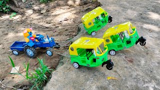 Tractor Accident Pulling Out 3 Auto Rickshaw And Auto Rickshaw  Tata Tipper  Cartoon  Ranjit kids [upl. by Enywtna]