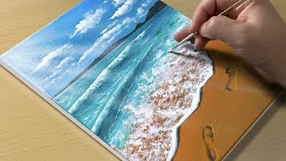 Easy Way to Paint a Beach Scene  Acrylic Painting for Beginners [upl. by Johanan]