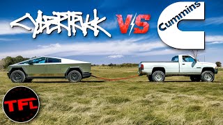 Tesla Cybertruck vs Classic Ram Cummins Tug of War [upl. by Ikoek]