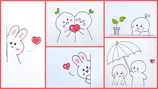 Como fazer Desenhos fofos ❤️ Desenho fofo e fácil  Cute Stickers  Sticker Drawing  Cute [upl. by Innor]