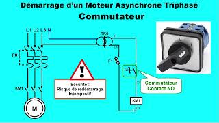 Schémas électriques Démarrage Moteur par boutons poussoirs et commutateur [upl. by Bouzoun915]