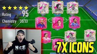 EA FC 24 FIFA 24 WELTREKORD 7x ICONS in 129 Rated Full ICON Fut Draft Challenge Ultimate Team [upl. by Treve]