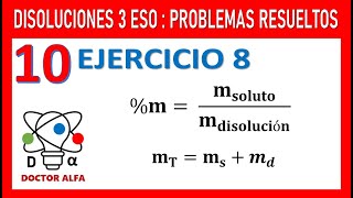 🔟CURSO DISOLUCIONES 3ESO Ejercicios Resueltos⚗️ EJ8 Añadimos a 500mL e agua 20g de azúcar [upl. by Lemmie]