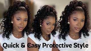 Easy Protective Style For Natural Hair  V Part Wig Half Up Half Down [upl. by Connett]