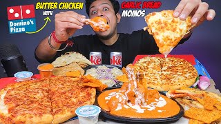 Dominos The 4 Cheese Pizza Double Cheese Margherita with Butter Chicken Momos Garlic Bread amp Naan [upl. by Anav]