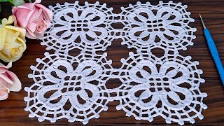 Tablecloth Table runner With Crochet Motif 🧶 Tutorial Crochet Motif And How To Join Crochet Motif [upl. by Edan]