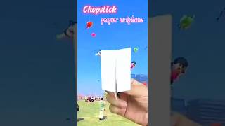 How to make paper chopstick ariplane that flies straight and far origami paperplane santoreview [upl. by Haimarej14]