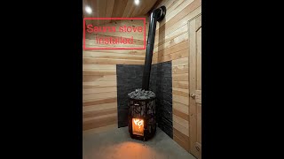 SAUNA STOVE INSTALLED DOING THE FIRST BURN  turned out beautifully  off grid living shorts [upl. by Rebbecca13]