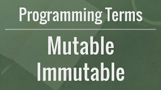 Programming Terms Mutable vs Immutable [upl. by Nnyroc569]