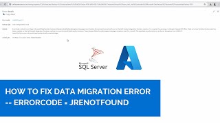 How to Fix Data Migration Error  errorcode  jrenotfound [upl. by Anas910]