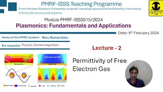 Plasmonics Lecture 2  Dielectric function of Free Electron Gas [upl. by Nadda]