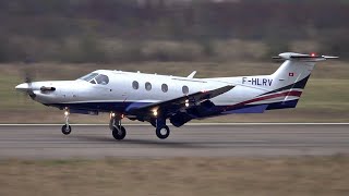 Great Looking Pilatus PC12 NG  FHLRV  Landing Startup and Takeoff at Nancy Essey Airport [upl. by Laverne622]