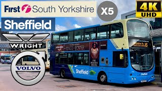 First South Yorkshire X5 Sheffield to Dinnington via Swallownest Wright Eclipse Gemini Volvo B9TL [upl. by Tayler101]