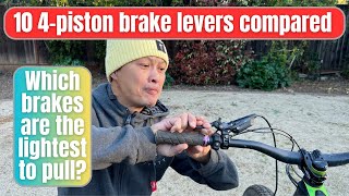 10 mtb brakes compared  lever actuation force to pull the best brakes are measured [upl. by Sedgewick319]