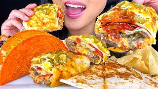 ASMR SPICY STEAK BURRITO QUESADILLA amp CRUNCHY TACOS Eating Sounds ASMR Phan [upl. by Quintus]