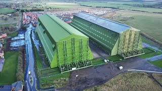 HD Aerial View Cardington Sheds Hangers Airship R101 Warner Brothers Batman Star Wars Airlander [upl. by Harriett]