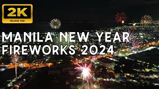 Manila New Year Fireworks 2024  Aerial View from South NCR ManilaNewYear ManilaFireworks [upl. by Ebehp]