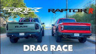 2023 Ford Raptor R vs Ram TRX DRAG RACE [upl. by Boaten]