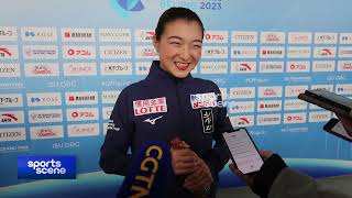 🎙️Japans Kaori Sakamoto in the mixed zone postmatch full interview｜GP Figure Womens SP｜坂本花織 [upl. by Flavian]