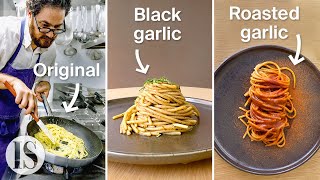 Aglio e olio originale vs aglio nero vs aglio arrostito con Luciano Monosilio [upl. by Notxap]