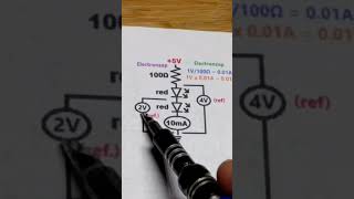 Schematic 2V 4V reference voltages 2 series red LEDs 100 ohms 5V supply electronics howto diy [upl. by Kutzenco959]