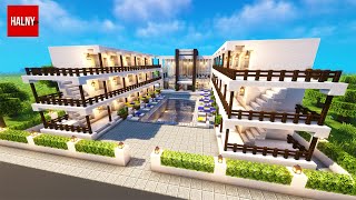 Hotel with a pool in Minecraft  Tutorial [upl. by Conal]