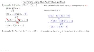 Australian Method Factoring Trinomials [upl. by Asilla]