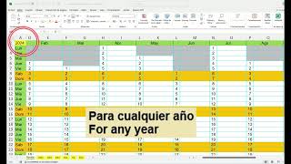 EXCEL Calendario Perpetuo Planificador Anual Perpetual Calendar Annual Planner [upl. by Burney]