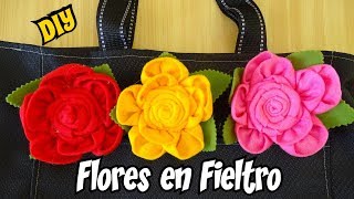 Flores de Fieltro Faciles para broches y prendedores DIY Mis Flores de tela [upl. by Jenine]