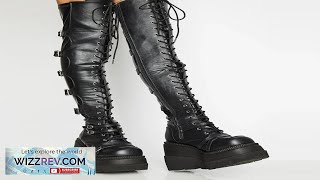 Punk Overtheknee Boots Women Platform Heels Belt Buckle Boot Motorcycle Goth Shoe Review [upl. by Carlstrom889]