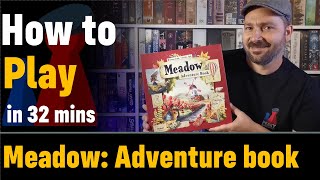 How to play Meadow Adventure book expansion  Full teach  Visuals  Peaky Boardgamer [upl. by Atikan]