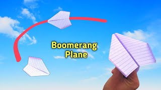 How to Make Boomerang Paper Plane  Come Back Flying Paper Plane  Notebook Paper Boomerang Plane [upl. by Anan132]