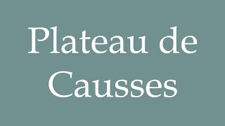 How to Pronounce Plateau de Causses Correctly in French [upl. by Jasen]