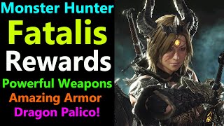 MHW Fatalis Rewards  All Weapons  Armor Set Bonus Explained  Dragon Palico  Upgrade Charms [upl. by Salvador]