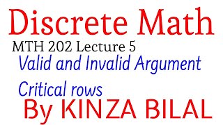 Discrete Math 5  Valid and invalid arguments  MTH202 lecture 5  Kinza Bilal [upl. by Wilhide]