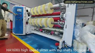 HA1600J dualshaft slitting machine with slip shafts for tape4 hahamachines slitter hhmachines [upl. by Llebpmac]