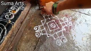 2 dots rangoli designs  ठिपक्यांच्या 2 सोप्या सुंदर रांगोळी  Simple kolam  Muggulu dotsrangoli [upl. by Adnawt]